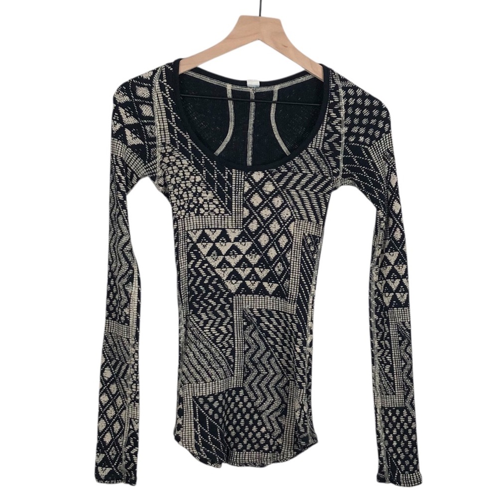 We The Free Black and Cream Geometric Top